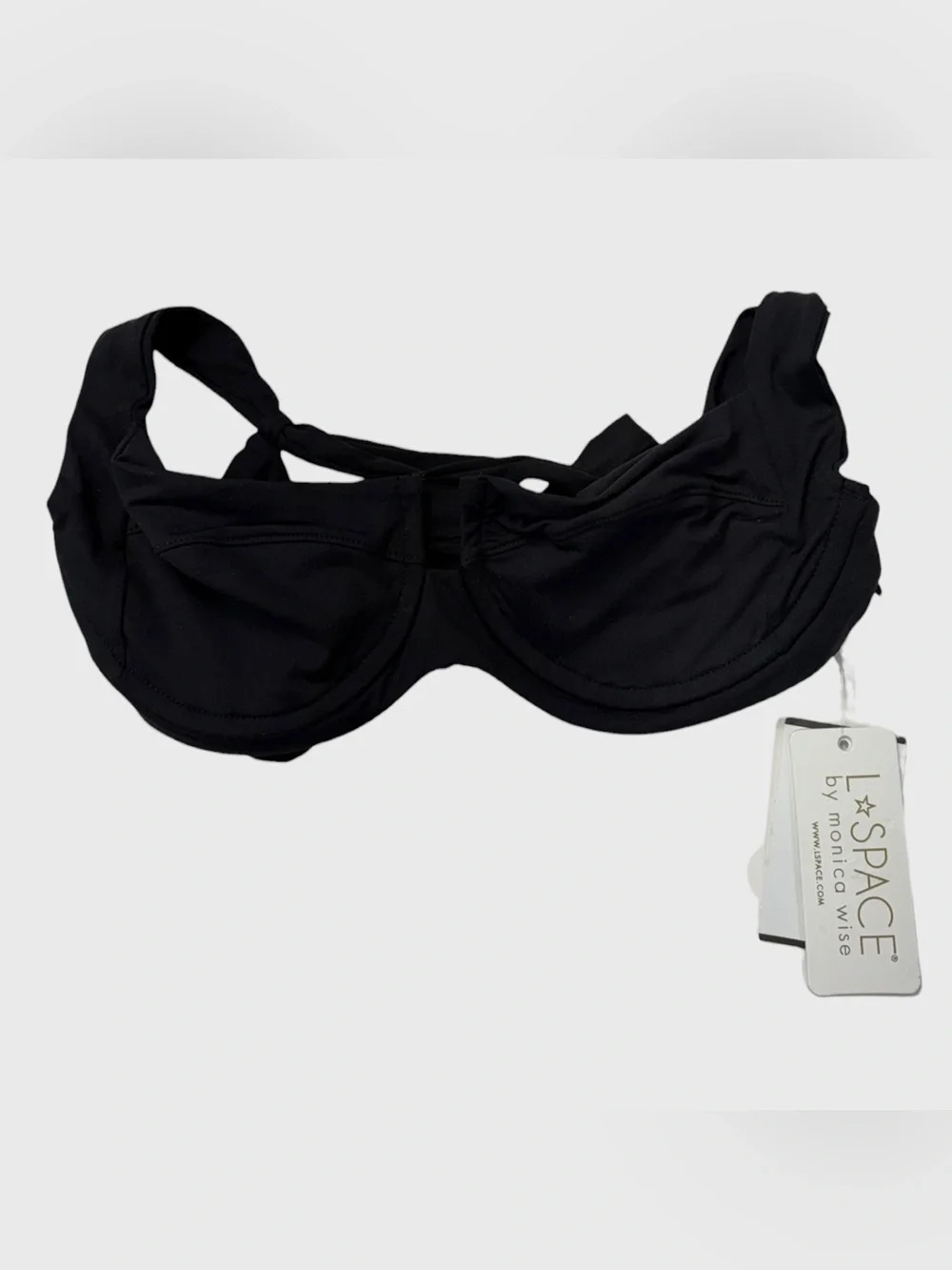 L space NWT Black Strappy Camellia Bikini Top Size XS